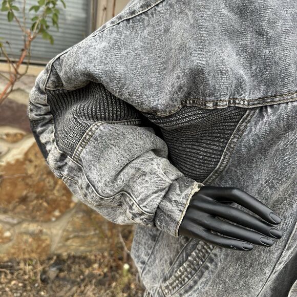 Vintage Joe Borders Squadron Mens XL Jacket Denim Full Zip Distressed Washed - Picture 3 of 15